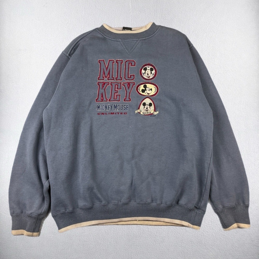 Vintage Mickey Mouse Sweatshirt Mens XL Blue Mickey Unlimited Graphic Pullover